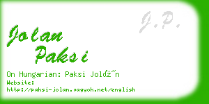jolan paksi business card